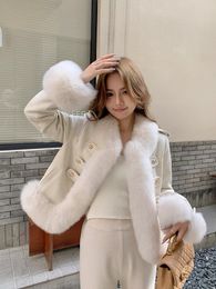 Women's Fur Faux Fur Winter Style Fox Fur Grass Coat Goose Down Inner Tank Youth 231202