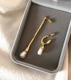 Dangle Earrings Iregular Real Baroque Pearl Brass With 18k Gold Women Jewellery Party T Show Gown Runway Rare Korean Japan Trendy INS