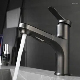 Bathroom Sink Faucets Gray/Chrome All Copper Kitchen Basin Pull And Cold Water Faucet Cabinet Wash Multi-functional