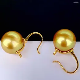 Dangle Earrings Beautiful 12mm Gold Shell Pearl Girl 18k Hook FOOL'S DAY Christmas Wedding Ear Stud Gift Mother's Jewellery CARNIVAL