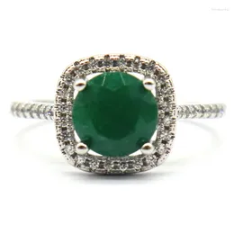 Cluster Rings Buy 2 Get 1 Free 22x11mm Lovely Cute 2.6g Green Emerald White CZ Women Engagement Silver Wholesale