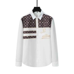 Designers Mens casual shirts quality designer business tees classic long Sleeve Shirt solid Colour letter spring autumn blouse plus size M-XXXL