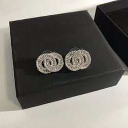 Women's Stud Earrings Diamond Crystal Tassel Perfect Fusion Designer Earring Designer Brand Two Letters Gift Jewellery High Qua269l