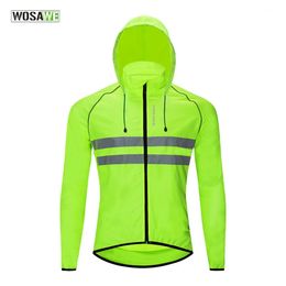 Cycling Jackets WOSAWE Men's Cycling Jacket Hooded Reflective Vest Wind Coat Windproof Bike Windbreaker Riding Bicycle Cycle Clothing 231201