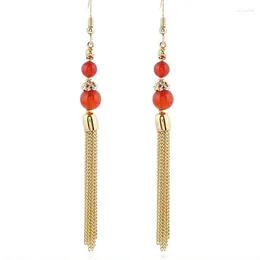 Dangle Earrings Chinese Style Vintage Red Agate Long Tassel Party Bridal Accessories