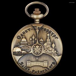 Pocket Watches Famous And European Royal Castle Quartz Watch Vintage Steel Necklace Pendant Jewellery Holiday Gift Clock