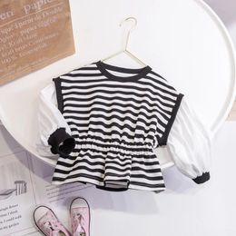 Clothing Sets Girls' Sweater Spring and Autumn Stripes Top Children's Korean Style Fashionable Long Sleeve T-shirt Baby Girl 3 Bottoming S 231202