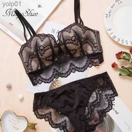 Bras Sets MengShan New Sexy Bra set Ring- lace edge massage palm cup bra push up Adjustment type Comfortable gathering push up bra setL231202