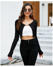 Women's Knits Spring/Summer Solid Color Slim Fit Short Knitted Cardigan Sexy Open Umbilical Thin Sun Protection Top Coat