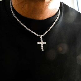 Tennis Necklaces 925 Sterling Silver Pass Diamond Tester Necklace Vvs Moissanite Jewellery Set Iced Out Cross Pendant