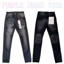 Mens Purple Jeans Designer Jeans Fashion Distressed Ripped Bikers Womens Denim cargo For Men Black Pants PU7022