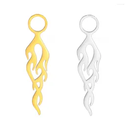 Charms Wholesale 5pcs/Lot Flame Shaped Pendants Accessories Stainless Steel Jewelry Findings For Earrings Necklaces Diy Handmade