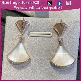 925 sterling silver shell fan earrings ladies luxury high-end fashion all-match personality Jewellery Christmas gifts 220211266a