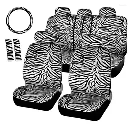 Car Seat Covers 12 Pcs Full Set With Belt Pads 15"Steering Wheel Cover Leopard/Zebra Print Universal Fit Car-Styling