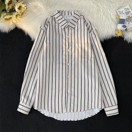 Men's Casual Shirts Spring Autumn Vintage Striped Long-sleeved Shirt Fashion Retro Loose Handsome Men Jacket Male Clothes