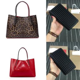 Fashion Bag cabata designer totes rivet genuine leather Red Bottom Handbag composite handbags famous purse shopping bags Black Whi268R