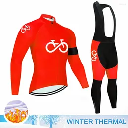 Racing Sets BIKE Winter Fleece Men's Cycling Jersey Mountian Bicycle Clothes Wear Ropa Ciclismo Clothing Team Suit