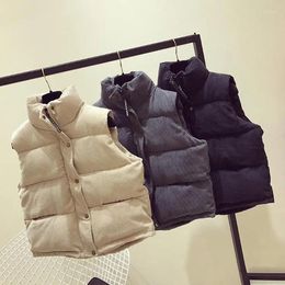 Women's Vests Woman Clothes Outdoor Fashion Vest Solid Colour Jackets Stand Collar Loose Cotton Warm Sleeveless Puffer Winter Jacket