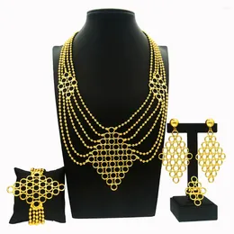 Necklace Earrings Set Of For Women Boho Style 24k Gold Plated African Bridal Wedding Party Exquisite Accessories