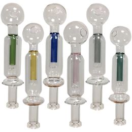 Glass Oil Burners Smoking Pipes Mini Recycle Chamber with 30mm Bowl Straight Bubbler Hand Pipe Dab Tools Mix Colors