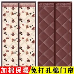 Curtain Winter Quilted Door Curtains Windproof Self-Adhesive Thermal Insulated Screen For Living Room Bedroom Wind Resistant Panels