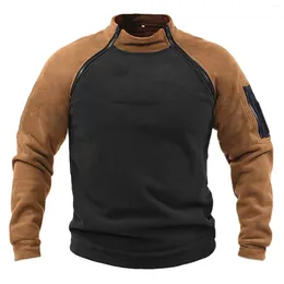 Men's T Shirts Mens Stitching Pullovers Stand-Collar Sweatshirt Jumper Vintage Solid Colour Outdoor Warm And Breathable Top Hoodie Sudaderas