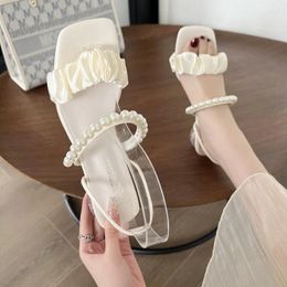 Sandals 2023 Summer Women Transparent Crystal Round Heel Woman Waterproof Beach Sandal Lady High Heels Shoes