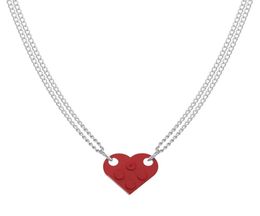 Punk Heartshaped pendant necklaces Love for Couple Women Men Jigsaw Lego Friendship clavicle chain Simple and versatile Personali6079939