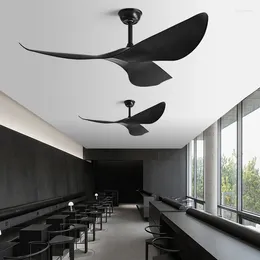 Inch Black Ceiling Fan Living Room Restaurant Americans Modern Office Without Light DC Remote Control Electric 110V 220V