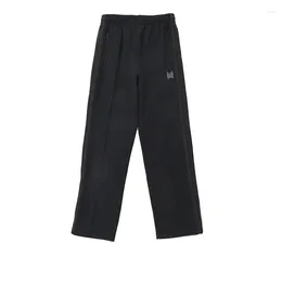 Men's Pants Needles AWGE Men Women 1:1High Quality Butterfly Embroidered Side Ribbon Casual Black Japanese Trousers