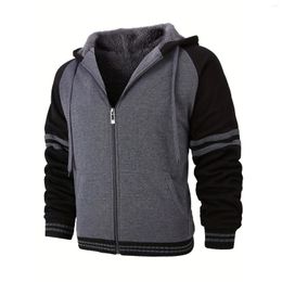 Men's Hoodies Pullover Sweatshirt For Men Winter Wool Thickened Hoodie Full Zip Thick Lined Outdoor Size 1