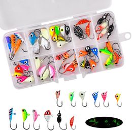 Baits Lures 36607284Pcs Winter Ice Fishing Hook Glow ice jig bait 1226g Jigging lure jigs for crappie panfish fishing gear 231202