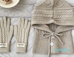 Berets Winter Knitted Hat Gloves Warm Thicken Balaclava Imitation Cashmere Scarf Set Wool Korea Shawl