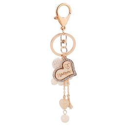 Heart Love Key Rings Jewellery Rhinestone Keychains Chain Fashion Design Bead Ball Pendant Bag Charms Metal Car Keyring Holder Gifts250D