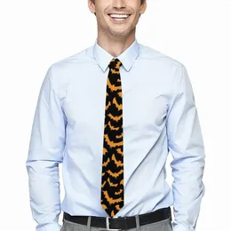Bow Ties Orange Bats Print Tie Funny Halloween Wedding Neck Adult Cool Fashion Necktie Accessories Quality Design Collar