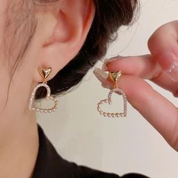 Hoop Earrings Copper Plated 18K Gold Korean Sweet Style Inlaid Zirconia Pearl Women Wild Fashion Temperament Jewelry