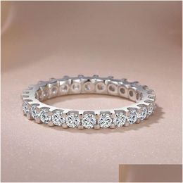 Band Rings For Women Sier Color Cubic Zirconia Ring White Stone Bridal Wedding Engagement Trendy Jewelry Bijoux Femme Cc1565 Drop Del Dhq3C