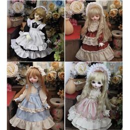 Doll Accessories 1 6 1 4 1 3 BJD Maid Outfit Dress Bjd Blyth Clothes Hat Princess Gift For Girls 231202