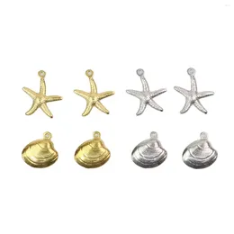 Charms 10/30pcs Stainless Steel Sea Star Shell Jewelry Dangling Pendant DIY Handcraft Waterproof Antiallergic