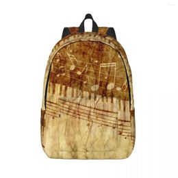 Backpack Schoolbag Student Piano Keys With Musical Notes Grunge Shoulder Laptop Bag School