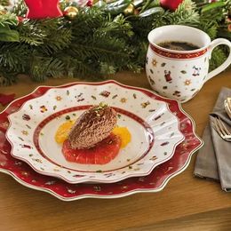 Dishes Plates German Weibao Christmas Tableware Flat Plate Round Dinner Cake Mug Teapot Coffee Cup Soup Salad Dish 231202