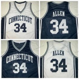 Nikivip Custom Retro RAY #34 Allen College Basketball Jersey Men's Ed White Blue Any Size 2XS-5XL Name and Number