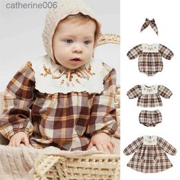 Clothing Sets EnkeliBB Baby Girls Long Sleeve Cotton Romper Vintage Style Kids Girls Winter Clothes Brand ClothesL231202