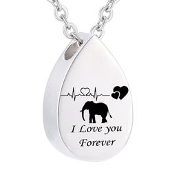 Memorial Jewellery Cremation Urn Ashes Elephant Pendant Stainless Steel Water droplets Keepsake Memorial Charms Pendant for Women246B