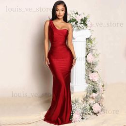 Urban Sexy Dresses Elegant Sexy One Shoulder Sleeveless Evening Gown Party Long Sleeve Women Solid Strapless Backless Bodycon Maxi Robe Vestidos T231202