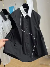 Women's Blouses Design Sense Sleeveless Shirt 2023 Summer Loose Cotton Polo Casual Top Fashion