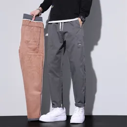Men's Pants Trendy Brand Winter Fleece Thickened Casual Men Loose Straight Warm Trousers Fashionable Versatile Handsome Sports