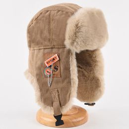 Trapper Hats HT4108 Bomber Hat Men Women Thick Warm Russian Ushanka Fur Fashion Male Female Winter Black Grey Earflap Ski Cap 231201