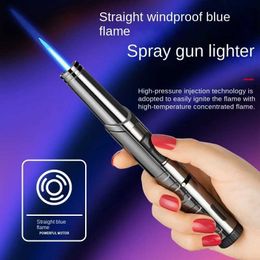Longue Bande Spray Gun Turbo Blue Flame No Gas Lighter Kitchen Cooking Smoking Accessories Windproof BBQ Jewelry Welding Lighters