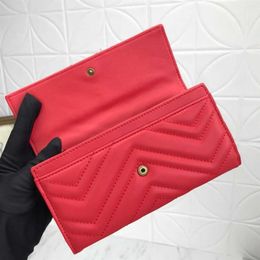 443436 CONTINENTAL WALLET Designer Womens Long Flap Leather Wallets Card Holder Zip Coin Slim Purse Key Pouch Mini Pochette221W